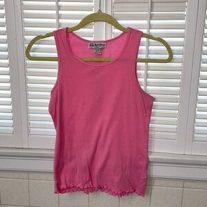 Self esteem pink ruffle edge tank